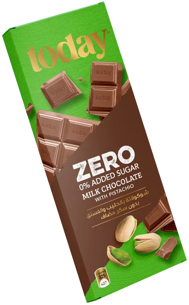 TODAY Zero Milk Chocolate With Pistachio N.A.S. 60g